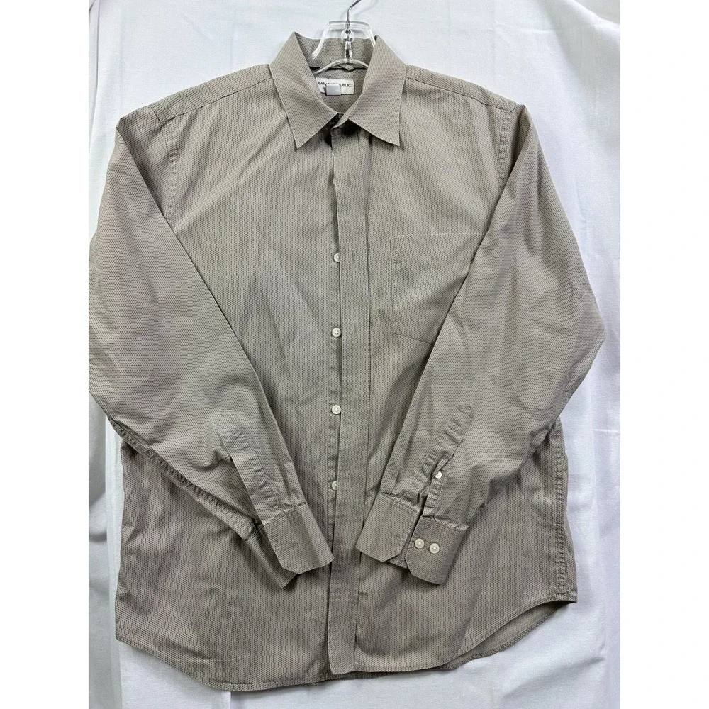Banana Republic Men Brown Cotton‎ Shirt Size M Medium 15-15 1/2